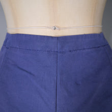 Load image into Gallery viewer, 60s HIGH WAISTED BLUE SHORT SHORTS WITH TROMP L&#39;OEIL LACING TRIM TO CUFFS - 27&quot;