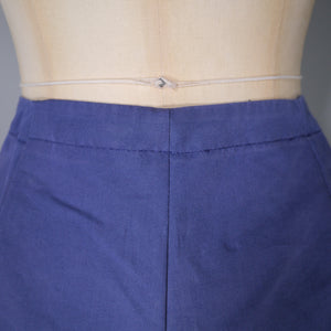 60s HIGH WAISTED BLUE SHORT SHORTS WITH TROMP L'OEIL LACING TRIM TO CUFFS - 27"