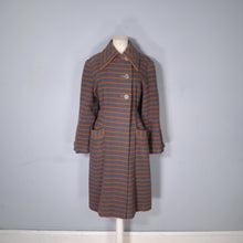 Load image into Gallery viewer, 40s TREWARNE GREY AND ORANGE STRIPED ART DECO WOOL COAT - M