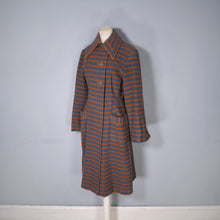 Load image into Gallery viewer, 40s TREWARNE GREY AND ORANGE STRIPED ART DECO WOOL COAT - M