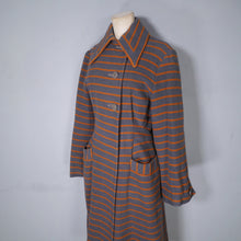 Load image into Gallery viewer, 40s TREWARNE GREY AND ORANGE STRIPED ART DECO WOOL COAT - M