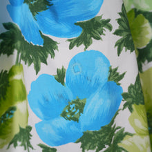 Load image into Gallery viewer, 50s GREEN AND BLUE FLORAL PRINT COTTON FULL SKIRTED DRESS - S