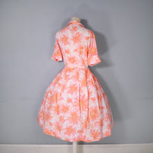 Load image into Gallery viewer, 60s CORAL FLORAL FULL SKIRTED SHIRT DRESS - VOLUP / XL