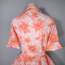 Load image into Gallery viewer, 60s CORAL FLORAL FULL SKIRTED SHIRT DRESS - VOLUP / XL