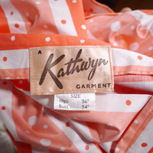 Load image into Gallery viewer, 50s DEADSTOCK ORANGE PRINT FULL SKIRTED COTTON DRESS BY KATHWYN - S