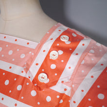 Load image into Gallery viewer, 50s DEADSTOCK ORANGE PRINT FULL SKIRTED COTTON DRESS BY KATHWYN - S