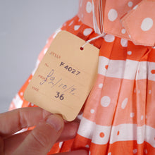 Load image into Gallery viewer, 50s DEADSTOCK ORANGE PRINT FULL SKIRTED COTTON DRESS BY KATHWYN - S