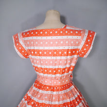 Load image into Gallery viewer, 50s DEADSTOCK ORANGE PRINT FULL SKIRTED COTTON DRESS BY KATHWYN - S