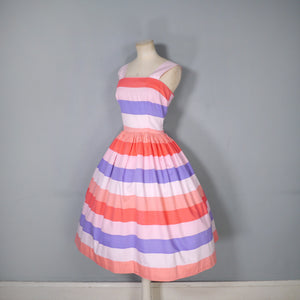 50s VICKY VAUGHN CANDY STRIPE FULL SKIRTED SUN DRESS AND BOLERO - XS-S