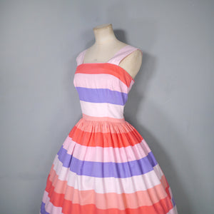 50s VICKY VAUGHN CANDY STRIPE FULL SKIRTED SUN DRESS AND BOLERO - XS-S