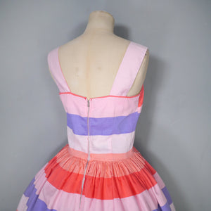 50s VICKY VAUGHN CANDY STRIPE FULL SKIRTED SUN DRESS AND BOLERO - XS-S