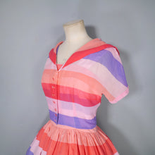 Load image into Gallery viewer, 50s VICKY VAUGHN CANDY STRIPE FULL SKIRTED SUN DRESS AND BOLERO - XS-S