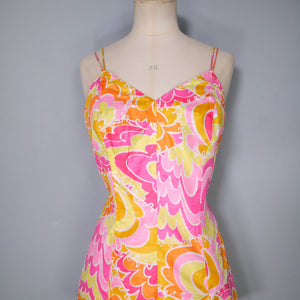 60s GABAR COLOURFUL PSYCHEDELIC PRINT SUMMER ROMPER / PLAYSUIT - M