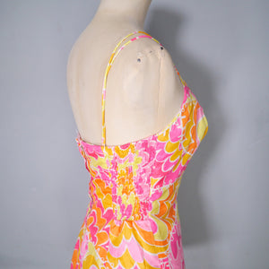 60s GABAR COLOURFUL PSYCHEDELIC PRINT SUMMER ROMPER / PLAYSUIT - M