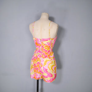 60s GABAR COLOURFUL PSYCHEDELIC PRINT SUMMER ROMPER / PLAYSUIT - M