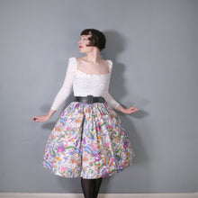 Load image into Gallery viewer, 60s TREASURE ISLAND NOVELTY PIRATE PRINT FULL COTTON SKIRT - 26&quot;