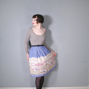 70s 80s HANDMADE ROCOCO PIERROT NOVELTY PRINT BORDER SKIRT - 25.5"