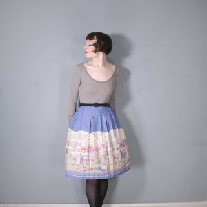 70s 80s HANDMADE ROCOCO PIERROT NOVELTY PRINT BORDER SKIRT - 25.5"