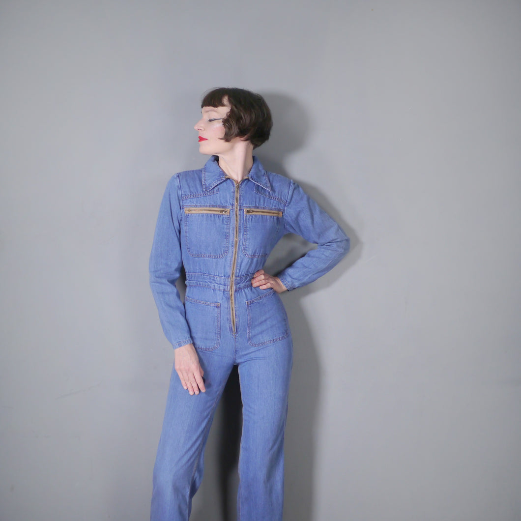 90s BLUE DENIM WORKWEAR STYLE OVERALL / JUMPSUIT - S