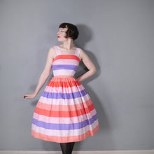 Load image into Gallery viewer, 50s VICKY VAUGHN CANDY STRIPE FULL SKIRTED SUN DRESS AND BOLERO - XS-S