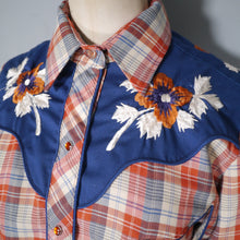 Load image into Gallery viewer, KENNY ROGERS / KARMAN 70s 80s RED CHECK WESTERN EMBROIDERED SHIRT - S-M