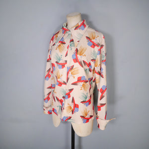 70s NOVELTY PRINT ROMANTIC LADY WITH HAT SHIRT - L