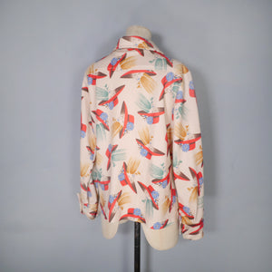 70s NOVELTY PRINT ROMANTIC LADY WITH HAT SHIRT - L