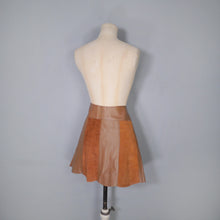 Load image into Gallery viewer, 70s BROWN PANELLED HANDMADE SUEDE LEATHER SKIRT - 30&quot;