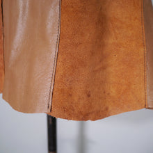 Load image into Gallery viewer, 70s BROWN PANELLED HANDMADE SUEDE LEATHER SKIRT - 30&quot;