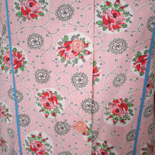 Load image into Gallery viewer, 40s LINENIDE PINK ROSE FLORAL COTTON HOUSE SMOCK - M