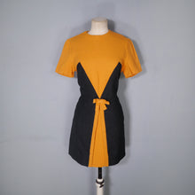 Load image into Gallery viewer, 60s BLACK AND ORANGE COLOURBLOCK SHIFT DRESS - M