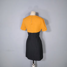 Load image into Gallery viewer, 60s BLACK AND ORANGE COLOURBLOCK SHIFT DRESS - M