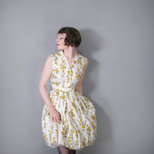 Load image into Gallery viewer, 60s YELLOW FLORAL PRINT SHIRTWAISTER COTTON DRESS BY TOOTAL - S