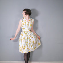 Load image into Gallery viewer, 60s YELLOW FLORAL PRINT SHIRTWAISTER COTTON DRESS BY TOOTAL - S