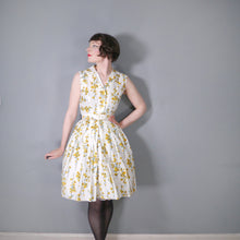 Load image into Gallery viewer, 60s YELLOW FLORAL PRINT SHIRTWAISTER COTTON DRESS BY TOOTAL - S