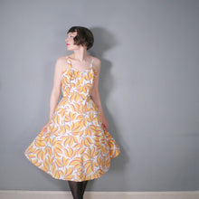 Load image into Gallery viewer, 40s 50s YELLOW LEAF PRINT FIT AND FLARE DRESS AND BOLERO - L / volup