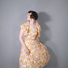 Load image into Gallery viewer, 40s 50s YELLOW LEAF PRINT FIT AND FLARE DRESS AND BOLERO - L / volup