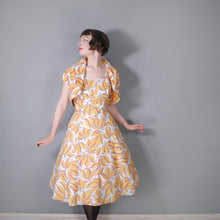 Load image into Gallery viewer, 40s 50s YELLOW LEAF PRINT FIT AND FLARE DRESS AND BOLERO - L / volup