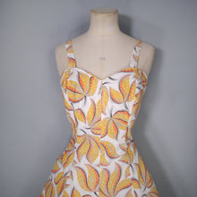 Load image into Gallery viewer, 40s 50s YELLOW LEAF PRINT FIT AND FLARE DRESS AND BOLERO - L / volup