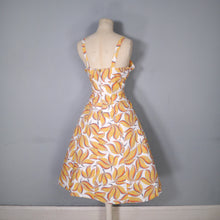 Load image into Gallery viewer, 40s 50s YELLOW LEAF PRINT FIT AND FLARE DRESS AND BOLERO - L / volup