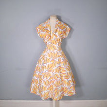 Load image into Gallery viewer, 40s 50s YELLOW LEAF PRINT FIT AND FLARE DRESS AND BOLERO - L / volup