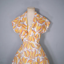 Load image into Gallery viewer, 40s 50s YELLOW LEAF PRINT FIT AND FLARE DRESS AND BOLERO - L / volup