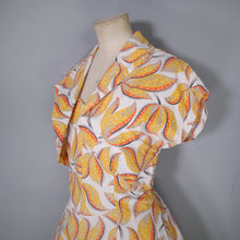 Load image into Gallery viewer, 40s 50s YELLOW LEAF PRINT FIT AND FLARE DRESS AND BOLERO - L / volup