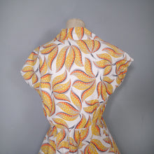 Load image into Gallery viewer, 40s 50s YELLOW LEAF PRINT FIT AND FLARE DRESS AND BOLERO - L / volup