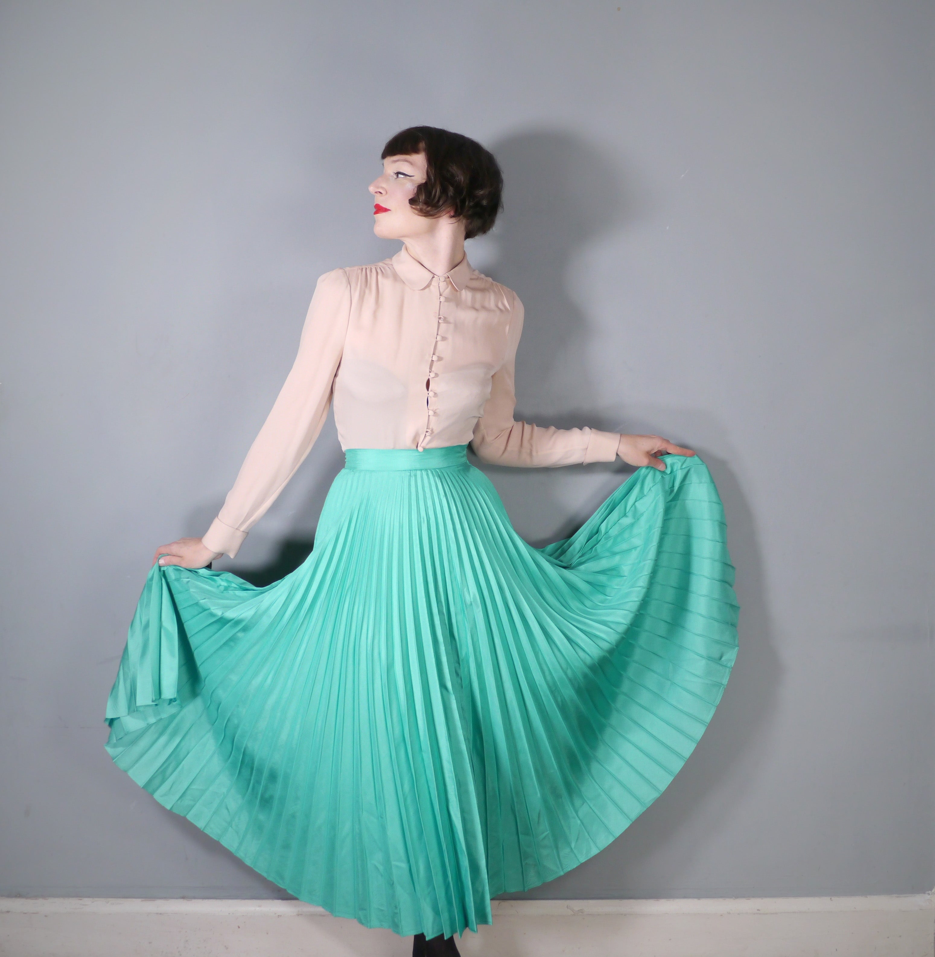 Midi Skirt Outfit 80's Pleated Skirt 80s 