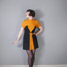 Load image into Gallery viewer, 60s BLACK AND ORANGE COLOURBLOCK SHIFT DRESS - M