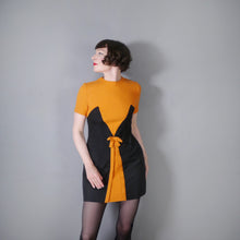 Load image into Gallery viewer, 60s BLACK AND ORANGE COLOURBLOCK SHIFT DRESS - M