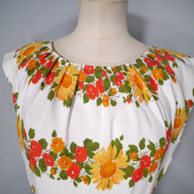 Load image into Gallery viewer, 50s ST MICHAEL &quot;MARLIN&quot; RED YELLOW BORDER FLORAL DRESS - S