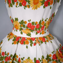 Load image into Gallery viewer, 50s ST MICHAEL &quot;MARLIN&quot; RED YELLOW BORDER FLORAL DRESS - S