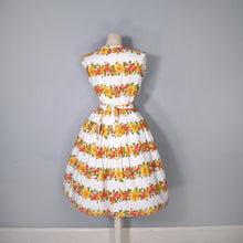 Load image into Gallery viewer, 50s ST MICHAEL &quot;MARLIN&quot; RED YELLOW BORDER FLORAL DRESS - S